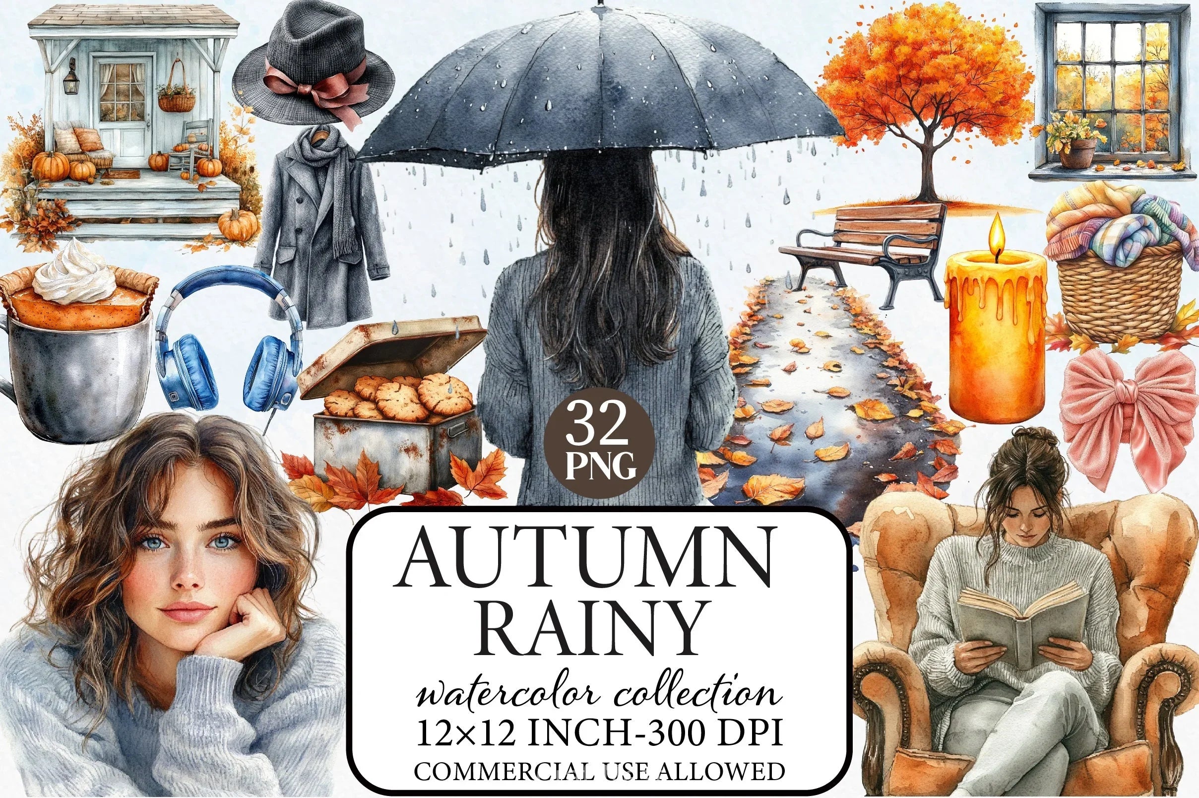 Rainy Autumn Clipart Bundle - CraftNest - Digital Crafting and Art