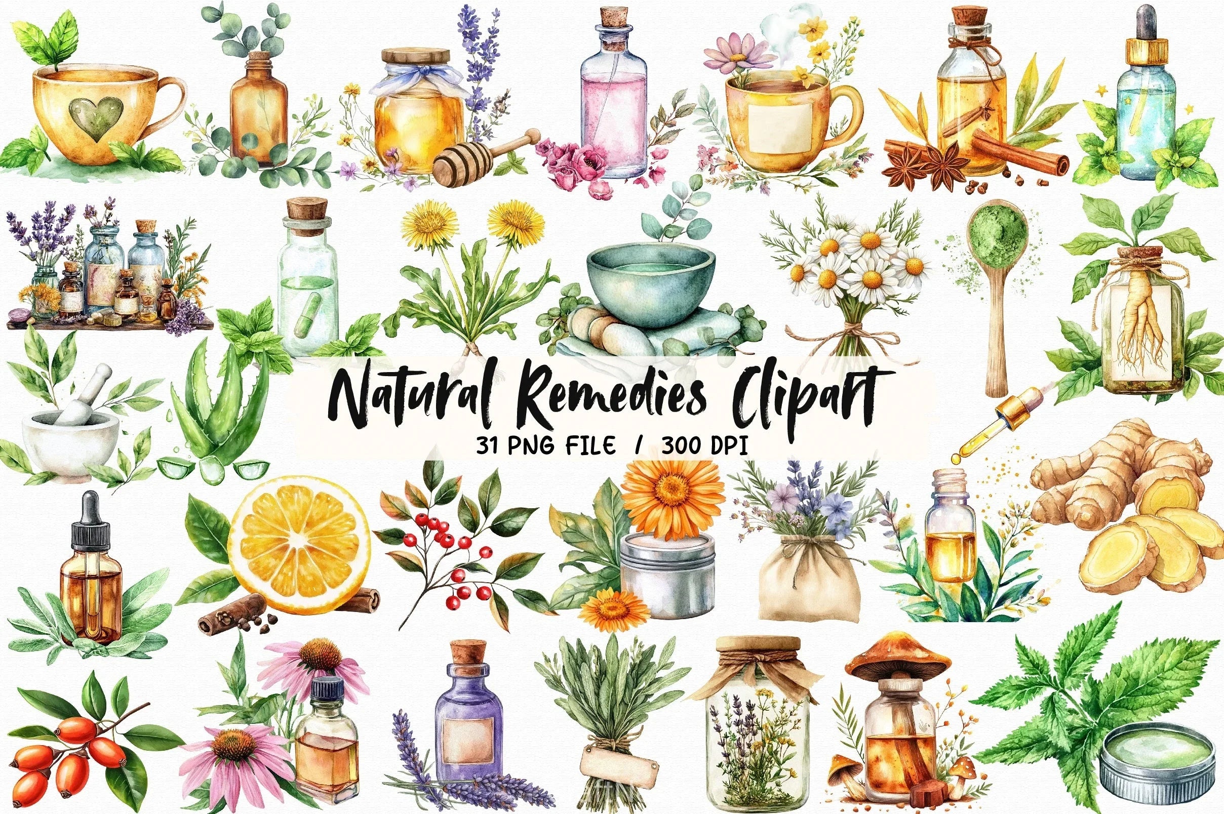 Natural Remedies Clipart Bundle 4 - CraftNest - Digital Crafting and Art