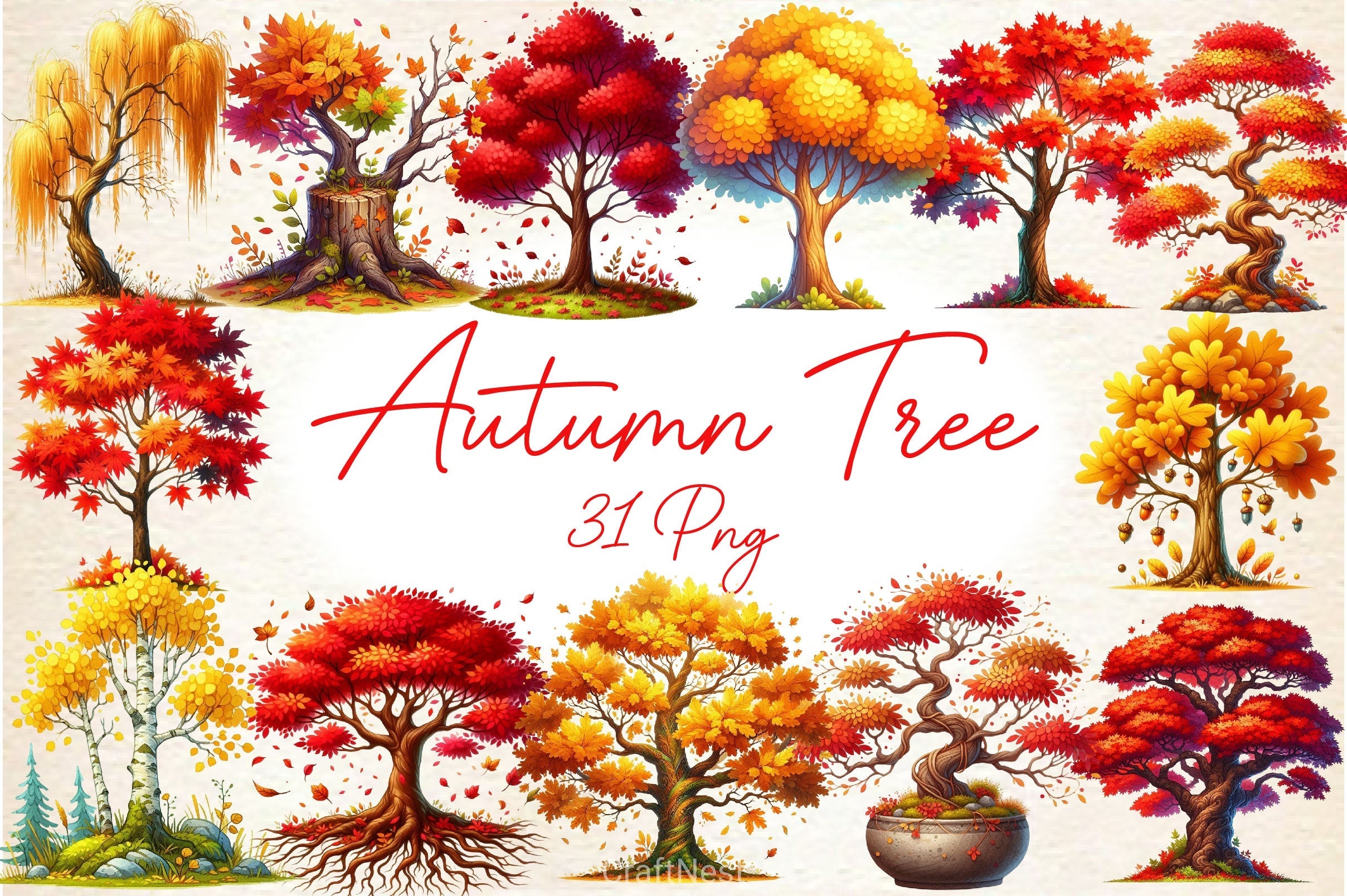 Autumn Tree Clipart Bundle 2