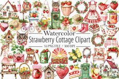 Strawberry Cottage Clipart Bundle - CraftNest - Digital Crafting and Art