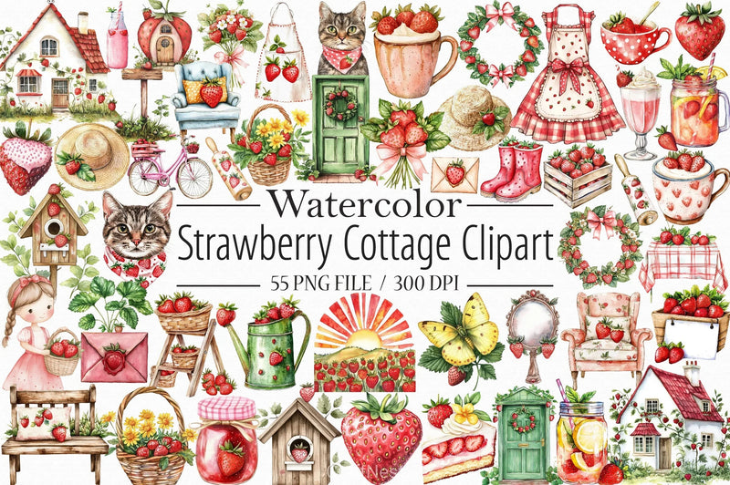 Strawberry Cottage Clipart Bundle - CraftNest - Digital Crafting and Art