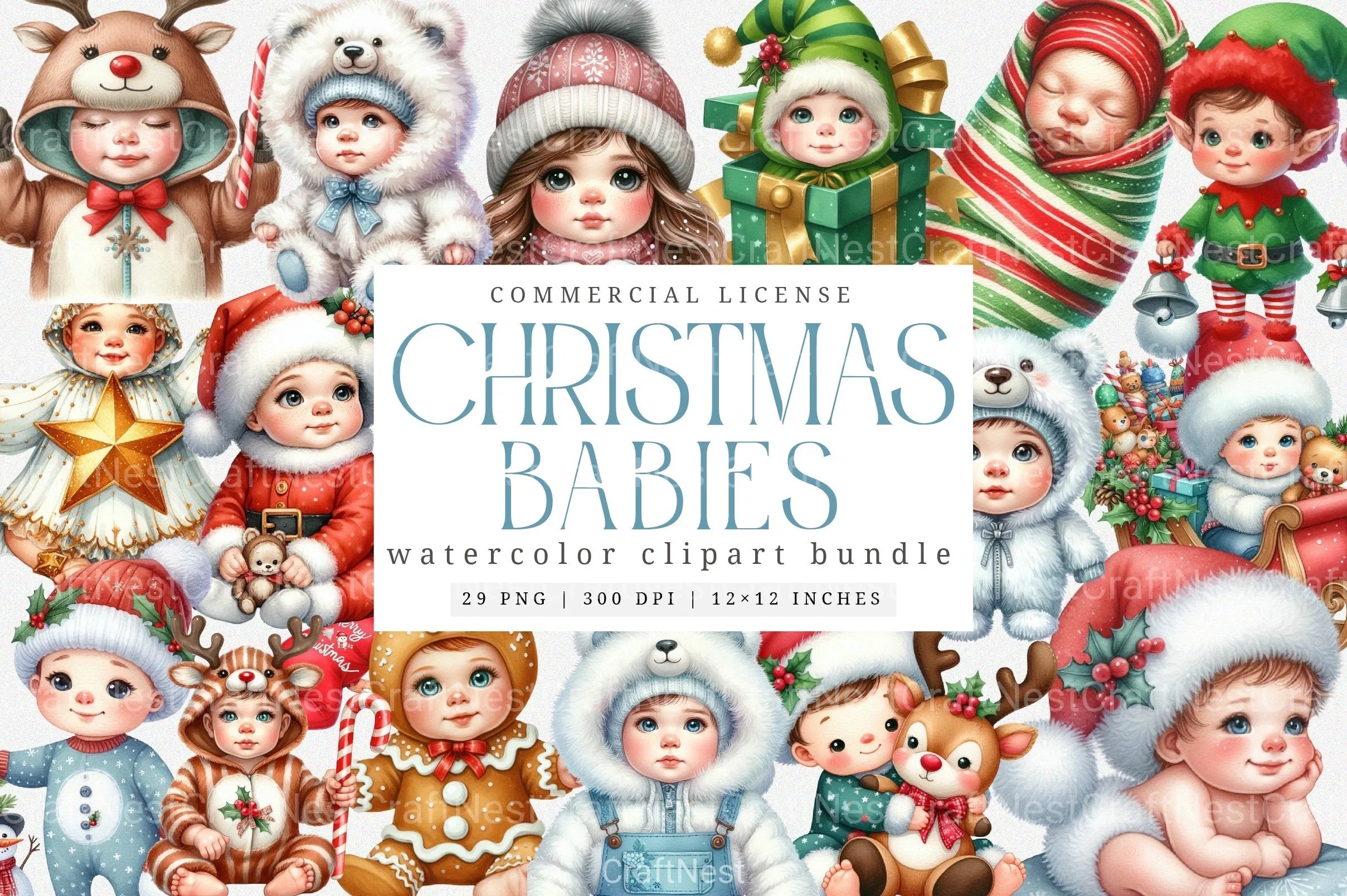 Christmas Babies Clipart Bundle - CraftNest - Digital Crafting and Art