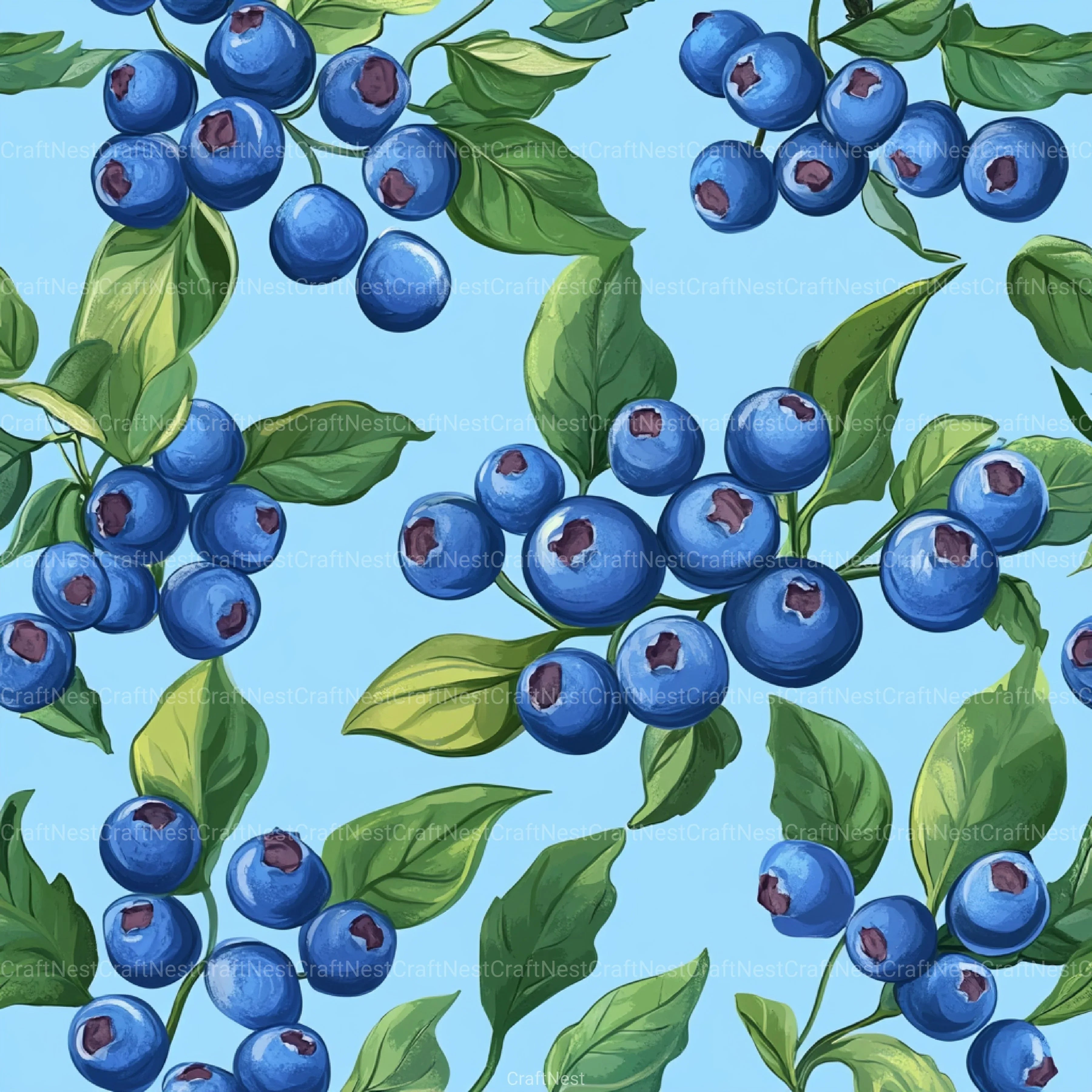 Blueberry Seamless Pattern Papers Digital - CraftNest - Digital Crafting and Art