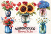 Flowers In Jar 4th Of July Clipart Bundle