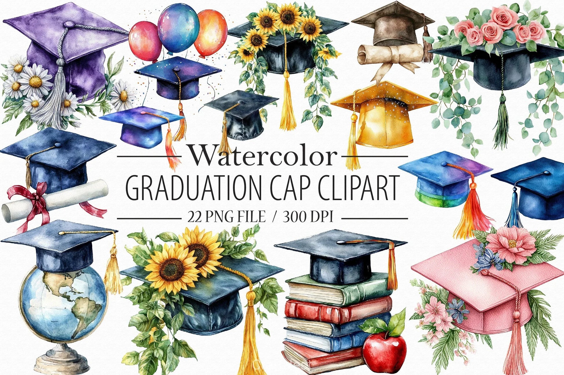Graduation Cap Clipart Bundle 2 - CraftNest - Digital Crafting and Art
