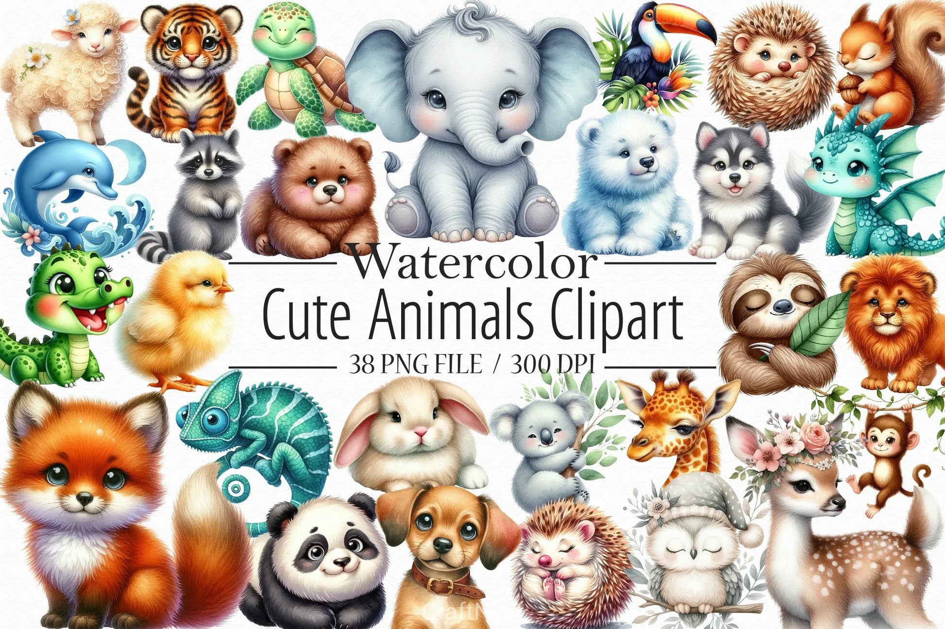 Cute Animals Clipart Bundle - CraftNest - Digital Crafting and Art