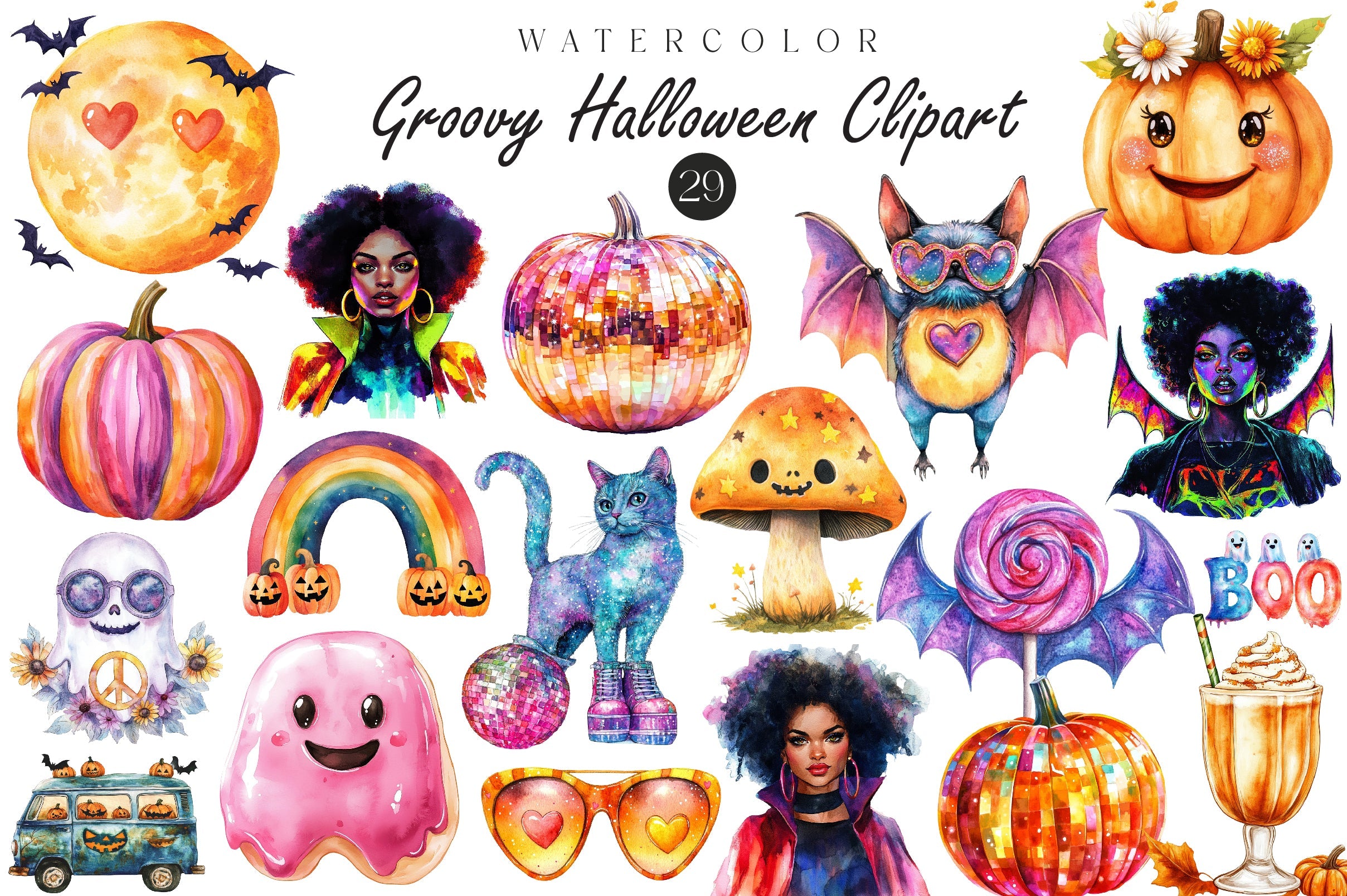 Groovy Halloween Clipart Bundle 1