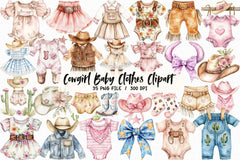 Cowgirl Baby Clothes Clipart Bundle - CraftNest - Digital Crafting and Art