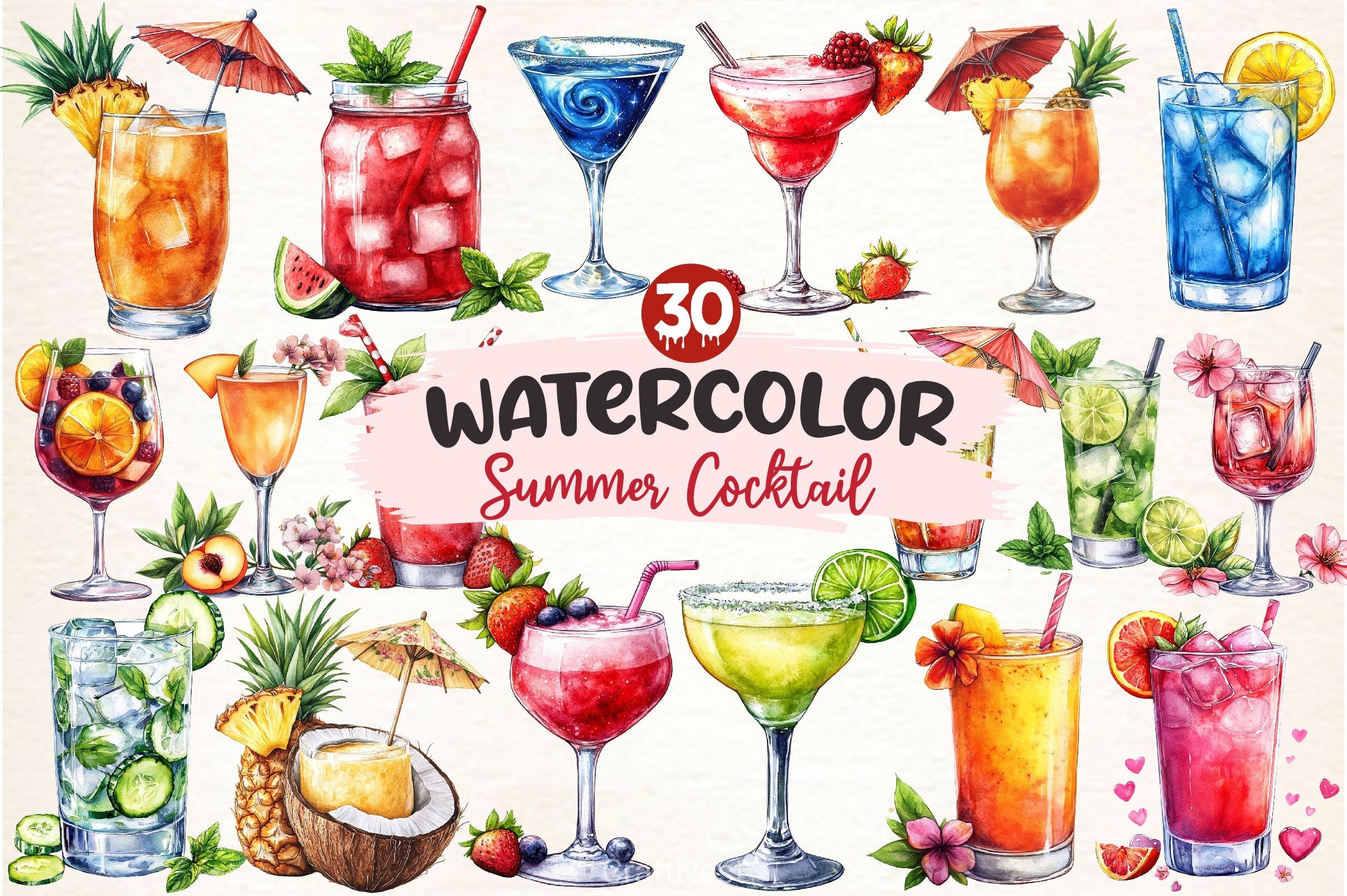Summer Cocktail Clipart Bundle 2