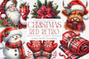 Red Christmas Retro Clipart Bundle: Santa, Reindeer, Snowmen & Gingerbread