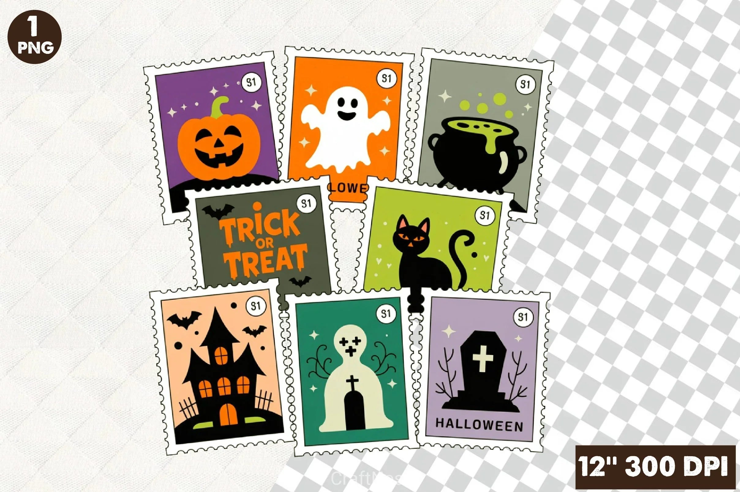 Retro Halloween Cat Ghost Clipart Bundle - CraftNest - Digital Crafting and Art