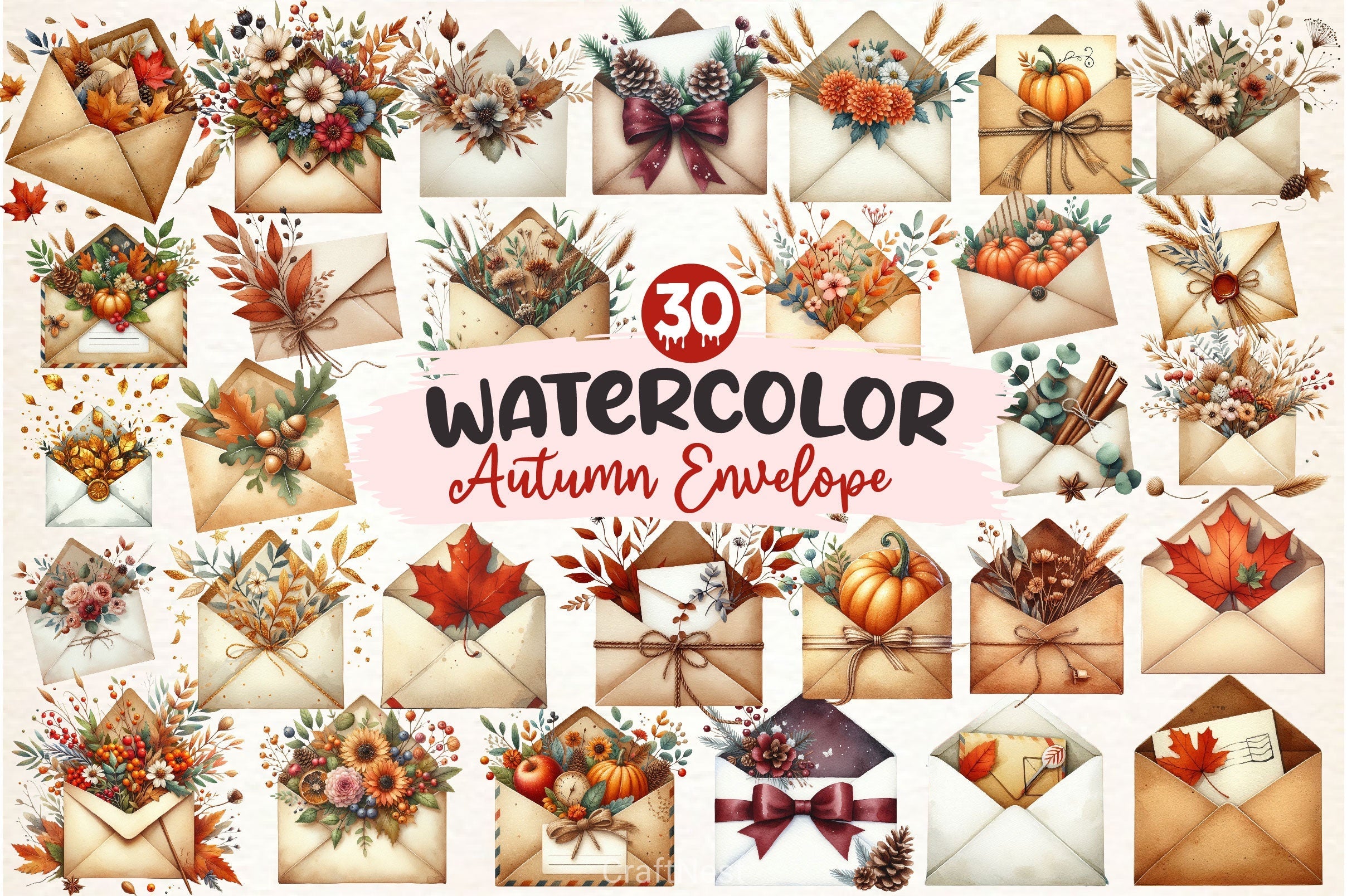 Autumn Envelope Clipart Bundle