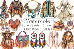 Boho Fashion Clipart Bundle - CraftNest - Digital Crafting and Art