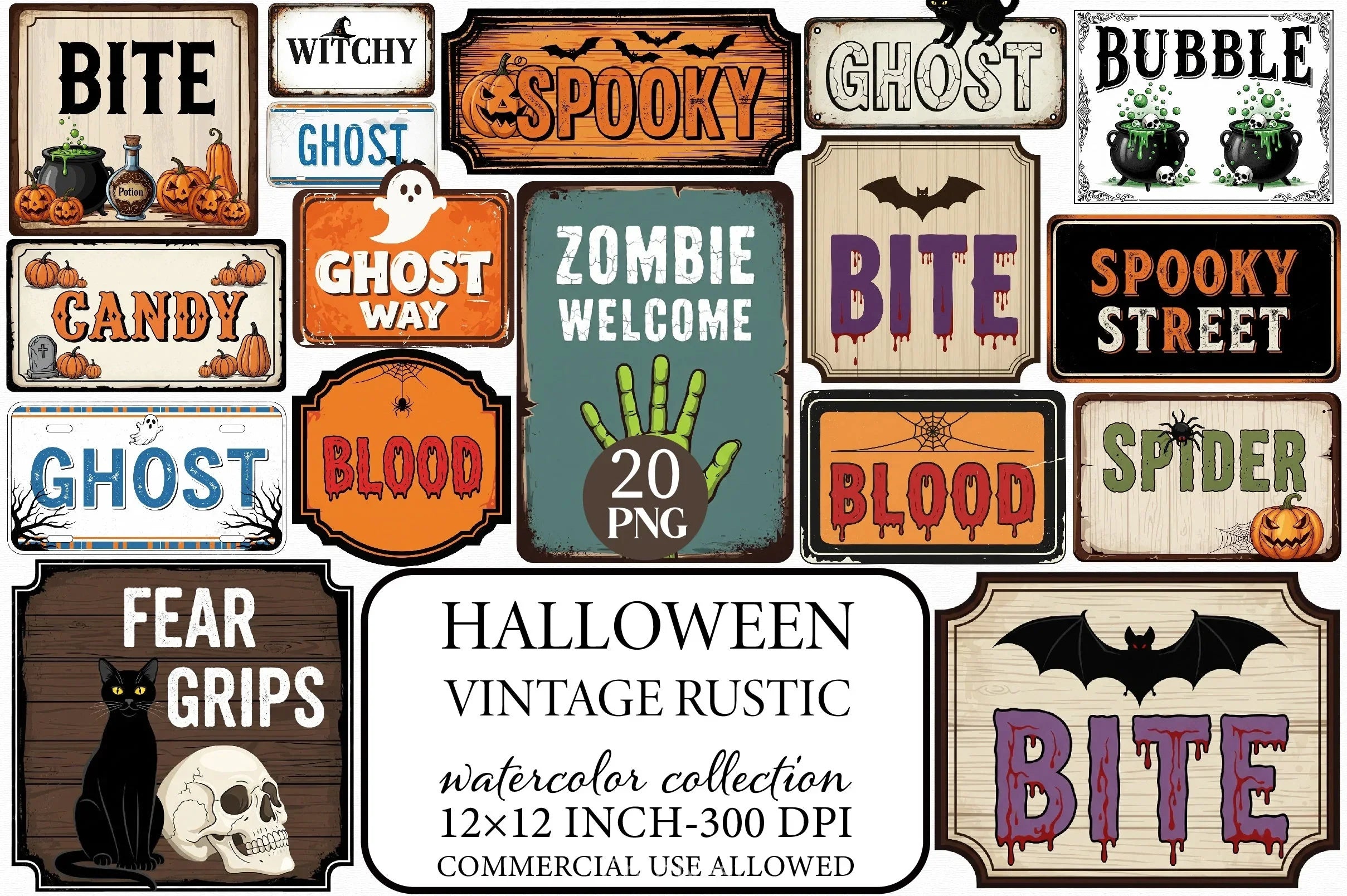Vintage Rustic Halloween Clipart Bundle - CraftNest - Digital Crafting and Art