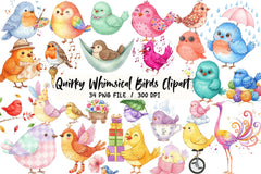 Whimsical Birds Clipart Bundle - CraftNest - Digital Crafting and Art