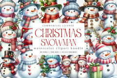Snowman Winter Christmas Cute Clipart Bundle - CraftNest - Digital Crafting and Art