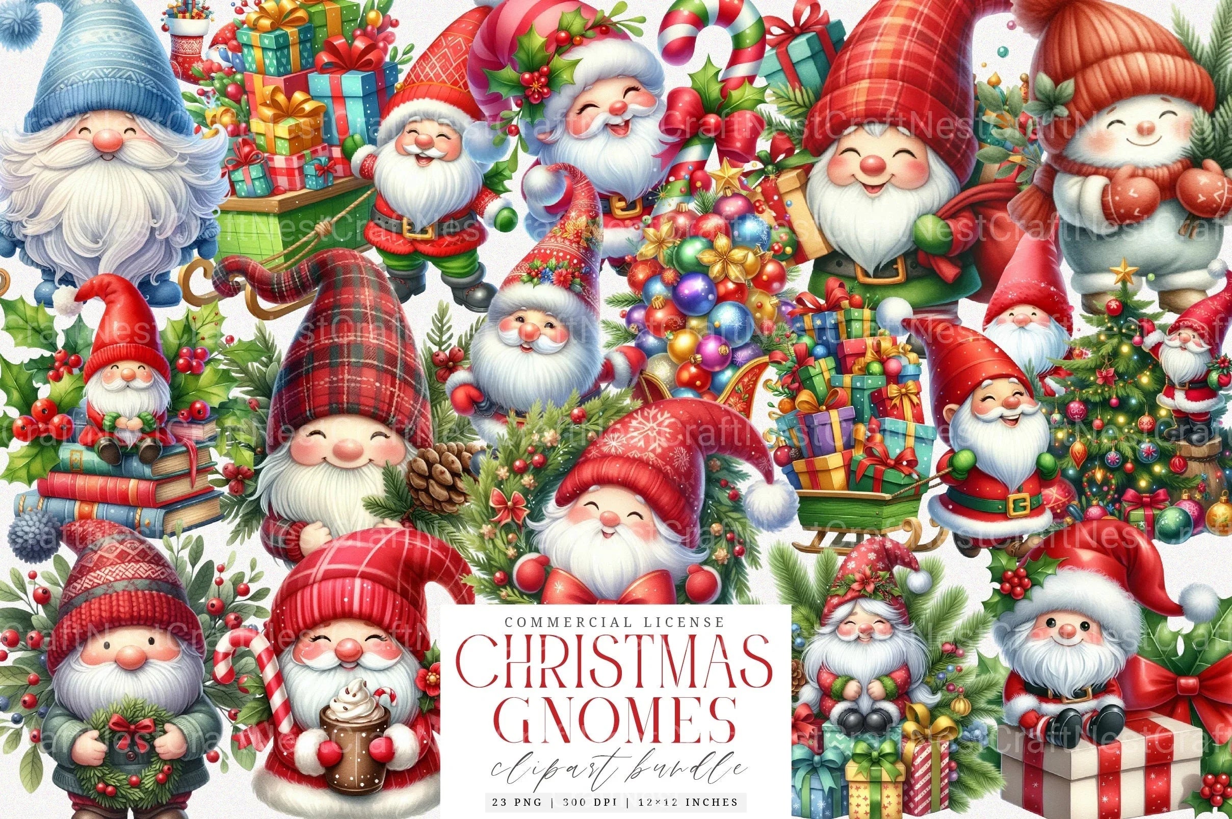 Gnome Christmas Cozy Clipart Bundle - CraftNest - Digital Crafting and Art