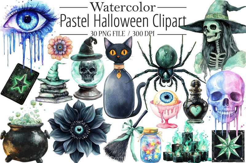 Pastel Halloween Clipart Bundle 1 - CraftNest - Digital Crafting and Art