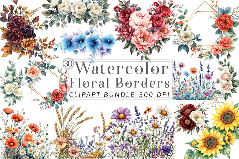Floral Borders Clipart Bundle - CraftNest - Digital Crafting and Art