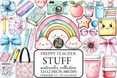 Preppy Teacher Clipart Bundle - CraftNest - Digital Crafting and Art