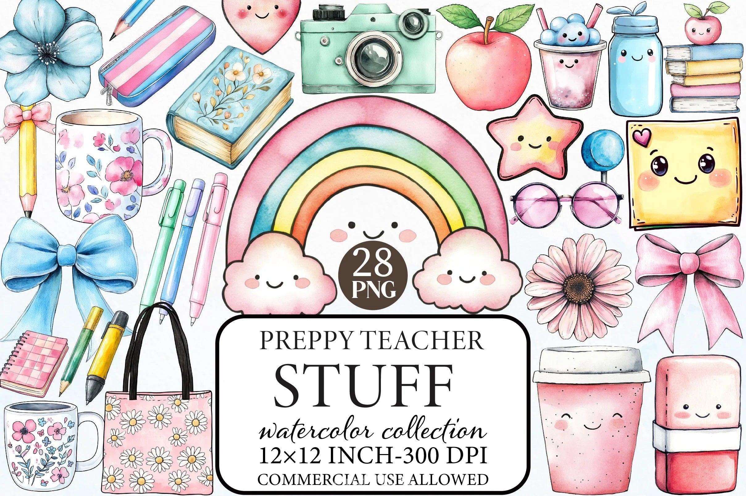 Preppy Teacher Clipart Bundle - CraftNest - Digital Crafting and Art
