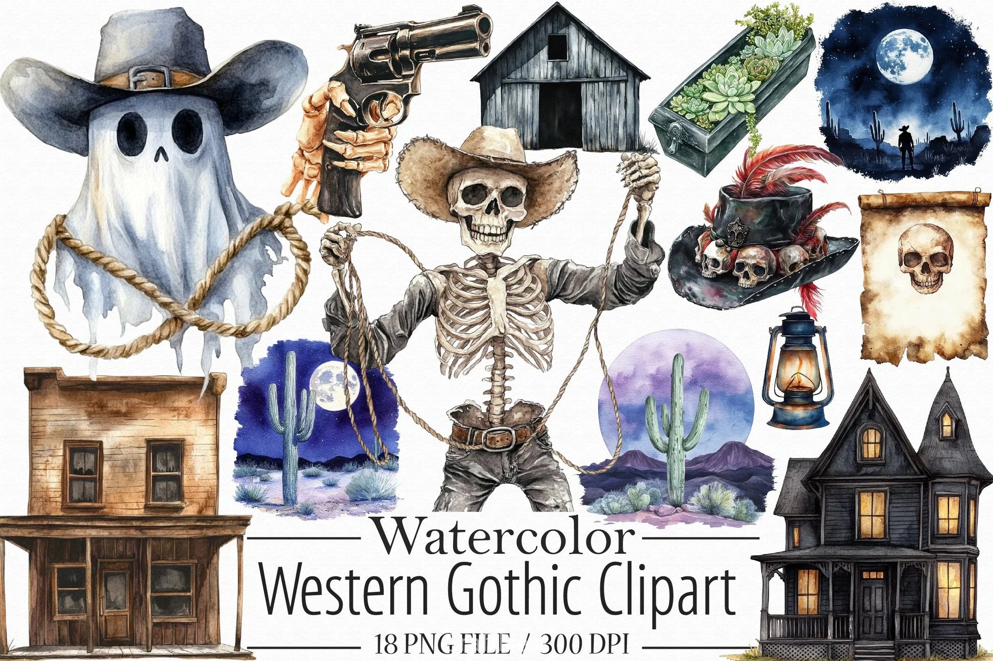 Western Gothic Clipart Bundle - CraftNest - Digital Crafting and Art