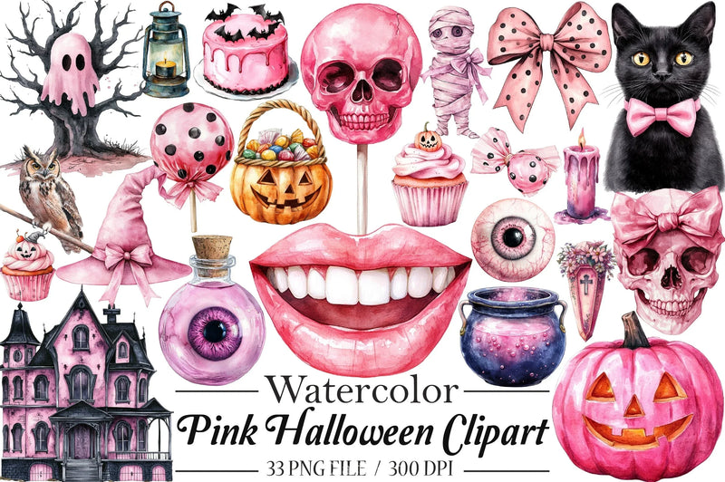 Pink Halloween Clipart Bundle 3 - CraftNest - Digital Crafting and Art