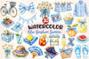 Blue Gingham Summer Clipart Bundle