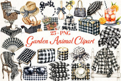 Luxury Black Gingham Clipart Bundle - CraftNest - Digital Crafting and Art