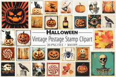 Vintage Halloween Stamp Clipart Bundle - CraftNest - Digital Crafting and Art
