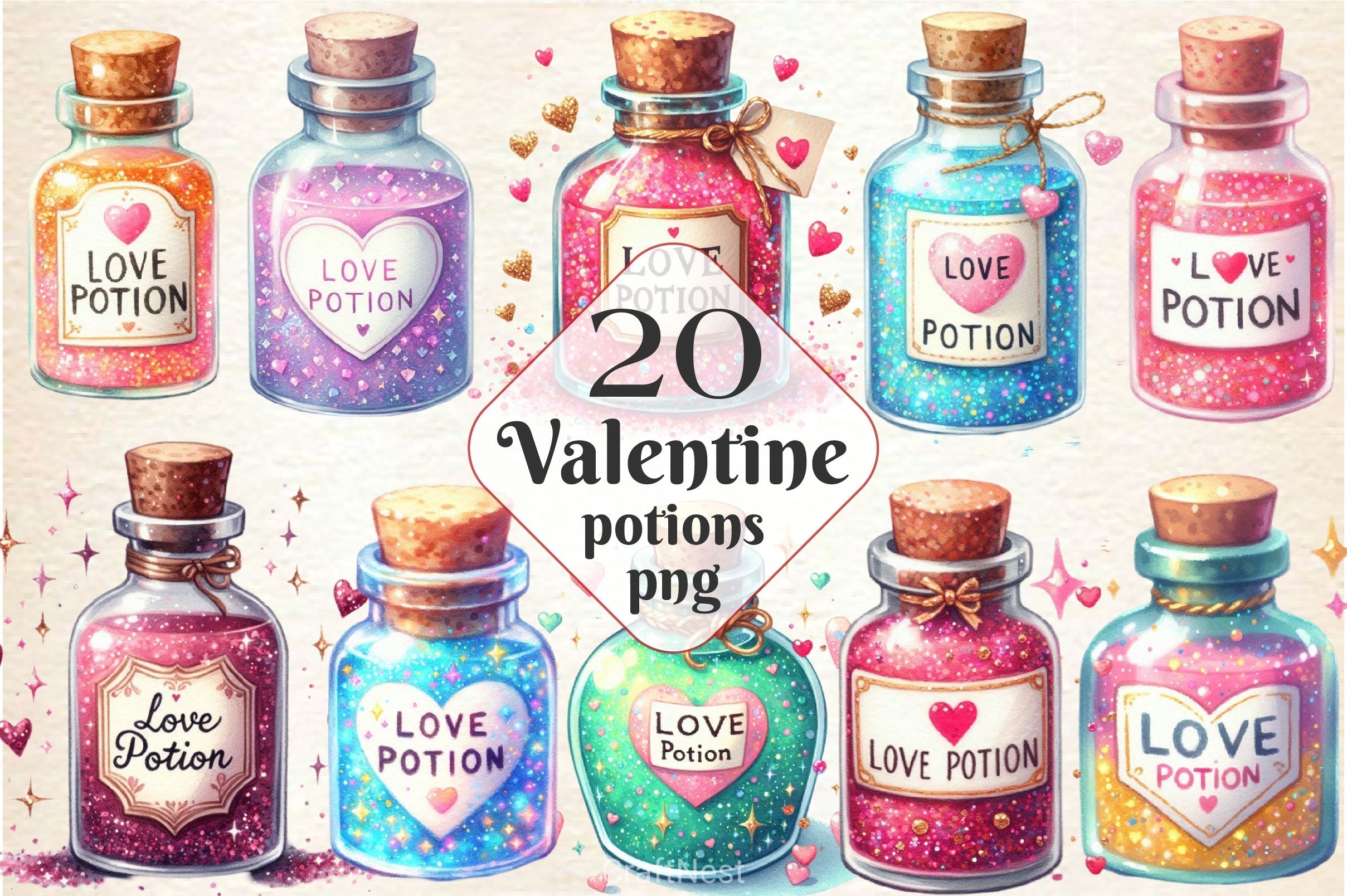 Valentine Potions Clipart Bundle
