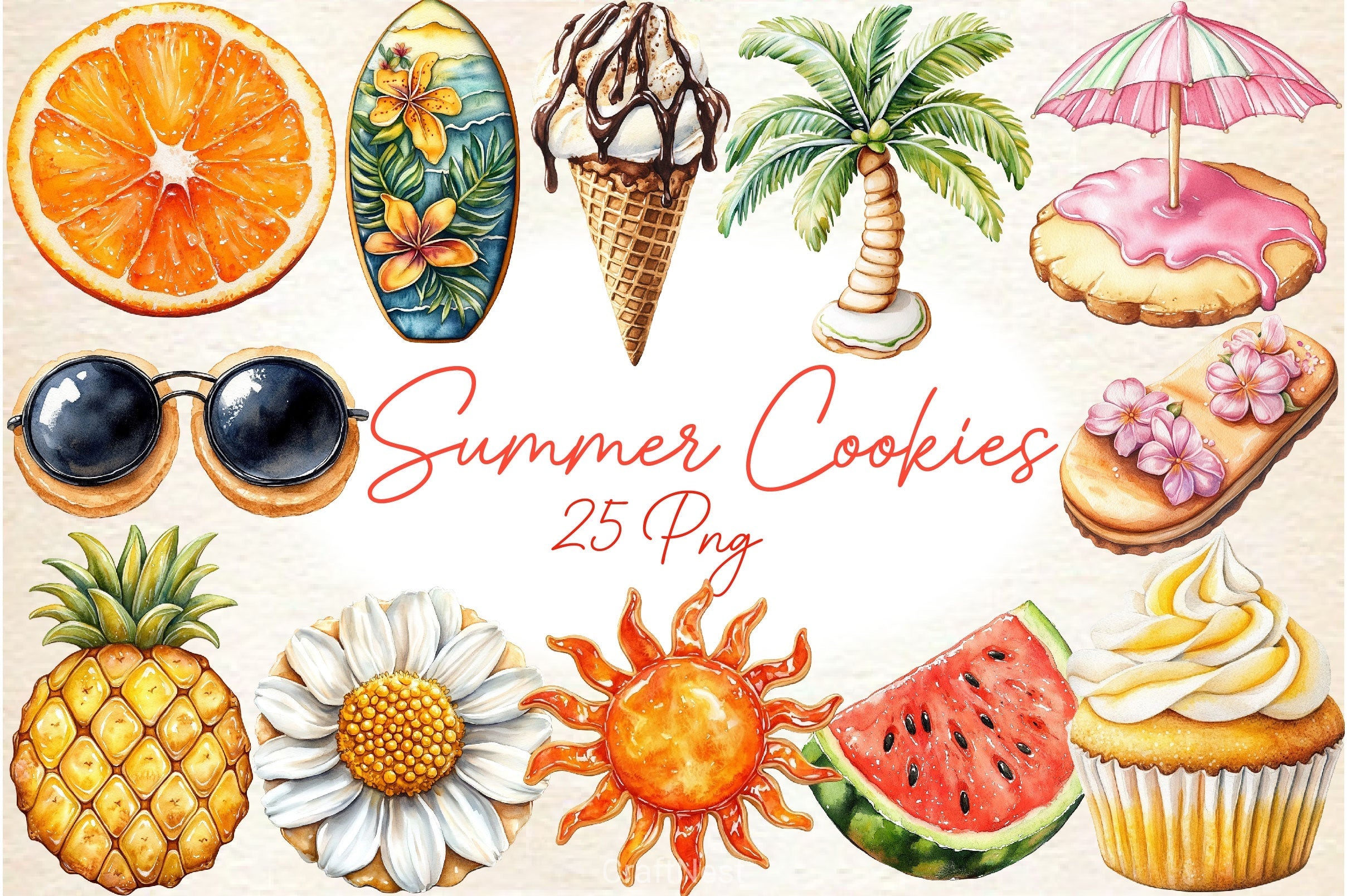 Summer Cookies Clipart Bundle 2