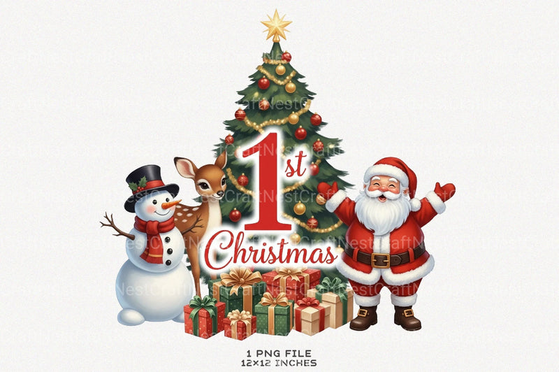 Red Santa Claus First Christmas Clipart Bundle - CraftNest - Digital Crafting and Art