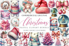 Silver Pink Christmas Pastel Decoration Clipart Bundle - CraftNest - Digital Crafting and Art