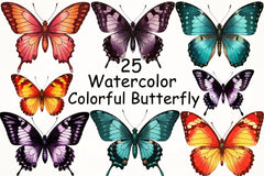 Colorful Butterfly Clipart Bundle - CraftNest - Digital Crafting and Art