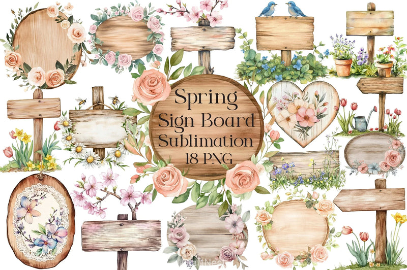 Spring Sign Board Clipart Bundle - CraftNest - Digital Crafting and Art