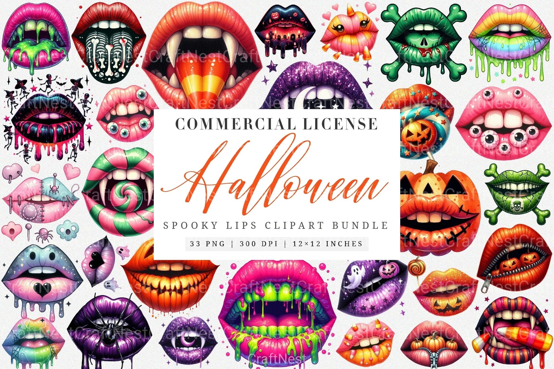 Spooky Halloween Lips Clipart Bundle - CraftNest - Digital Crafting and Art
