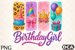 Brushstroke Birthday Girl Clipart Bundle - CraftNest - Digital Crafting and Art