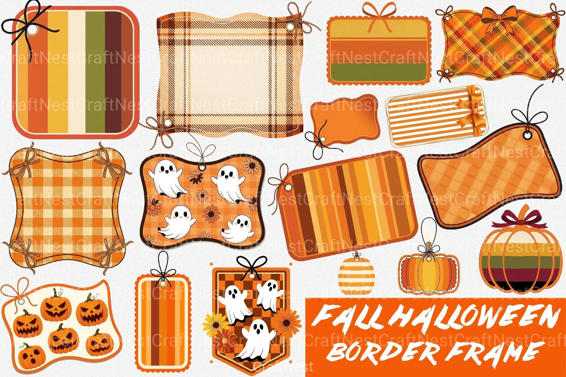 Coquette Fall Halloween Border Frame Clipart Bundle - CraftNest - Digital Crafting and Art