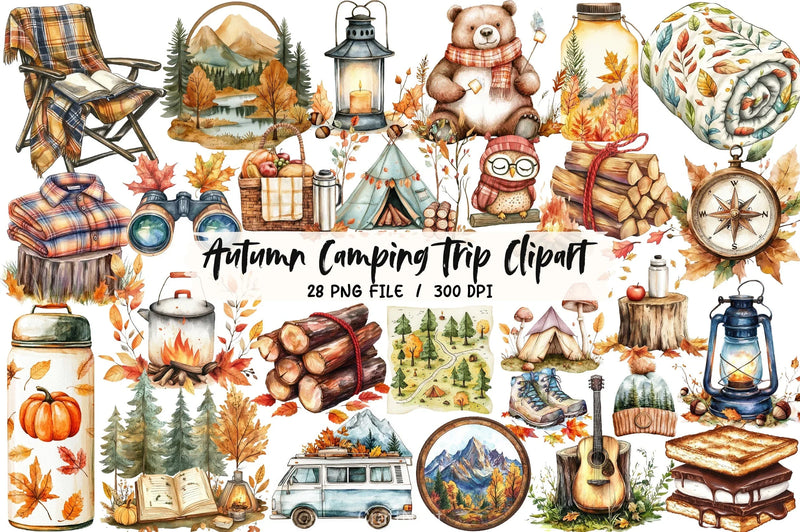 Autumn Camping Clipart Bundle 5 - CraftNest - Digital Crafting and Art