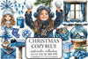 Cozy Christmas Blue Clipart Bundle