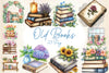 Old Books With Floral Clipart Bundle