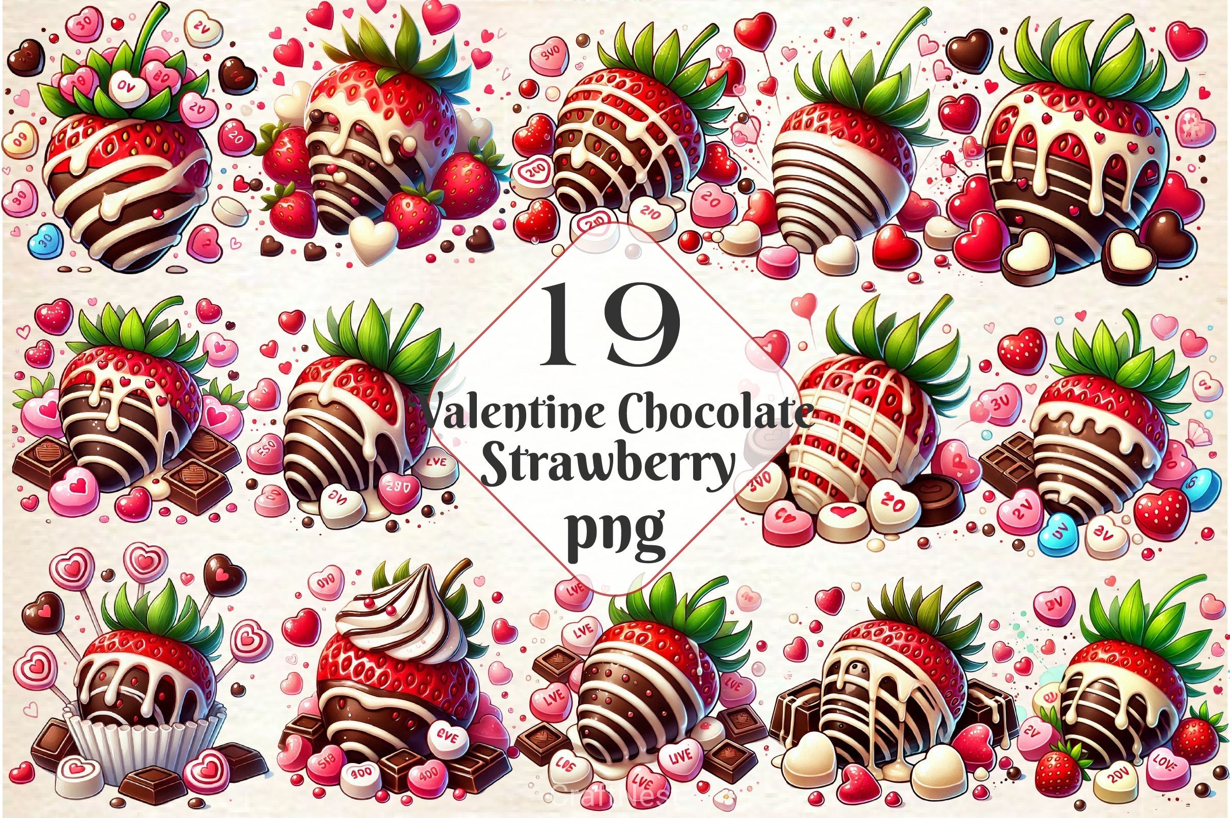 Valentine Chocolate Strawberry Clipart Bundle