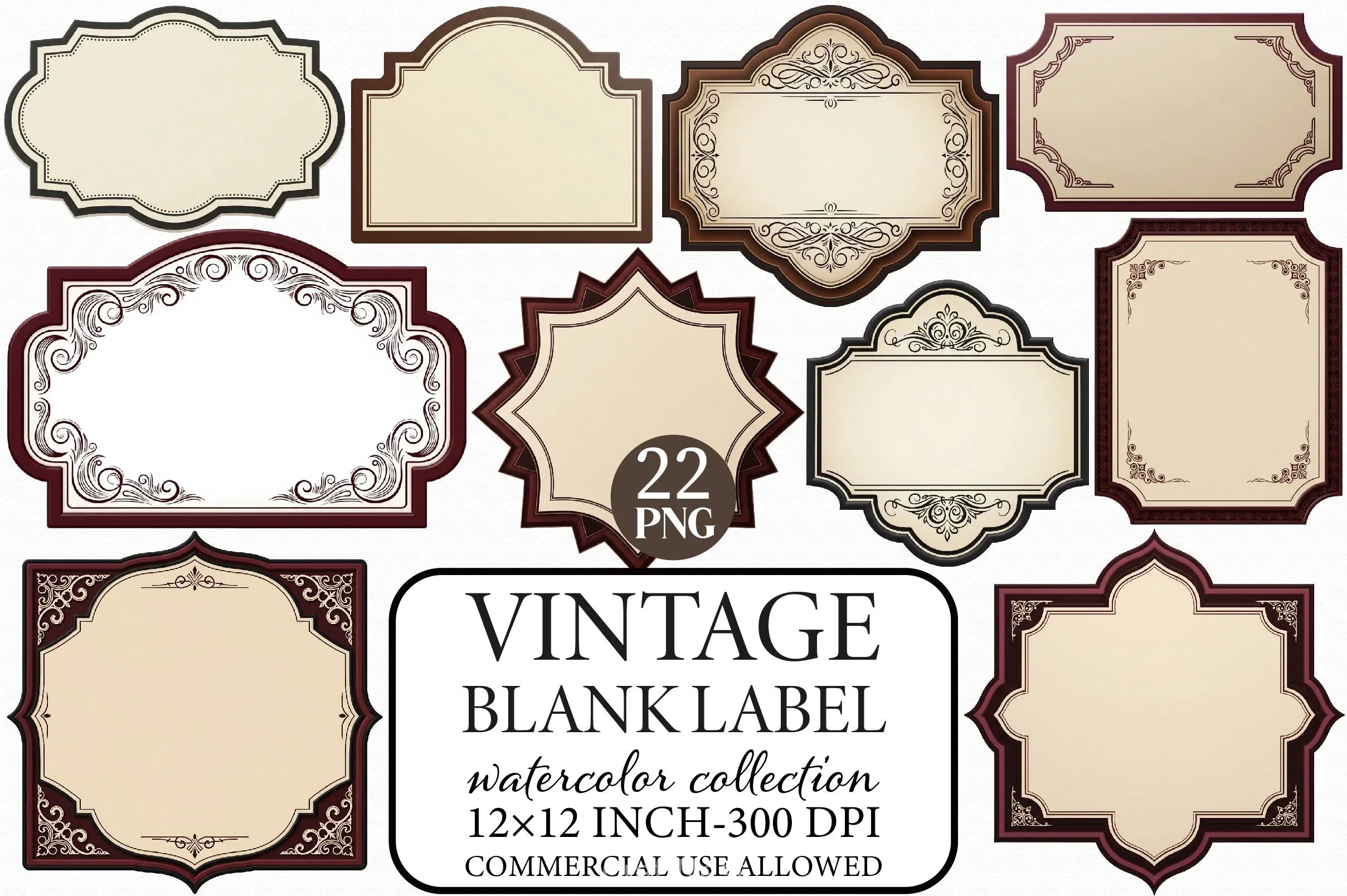 Vintage Label Clipart Bundle - CraftNest - Digital Crafting and Art