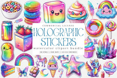 Holographic Stickers Clipart Bundle - CraftNest - Digital Crafting and Art