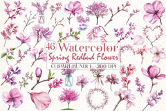 Spring Redbud Flower Clipart Bundle 3 - CraftNest - Digital Crafting and Art