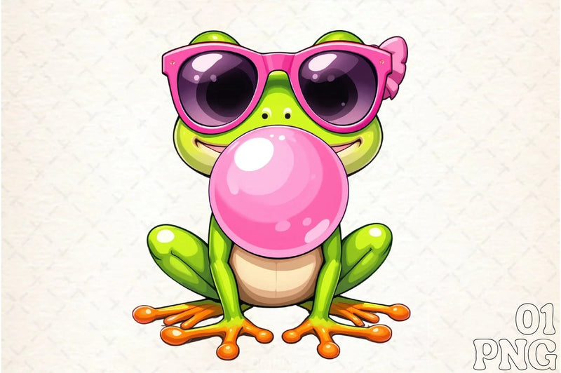 Retro Frog Bubblegum Clipart Bundle - CraftNest - Digital Crafting and Art