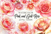 Pink Gold Rose Clipart Bundle