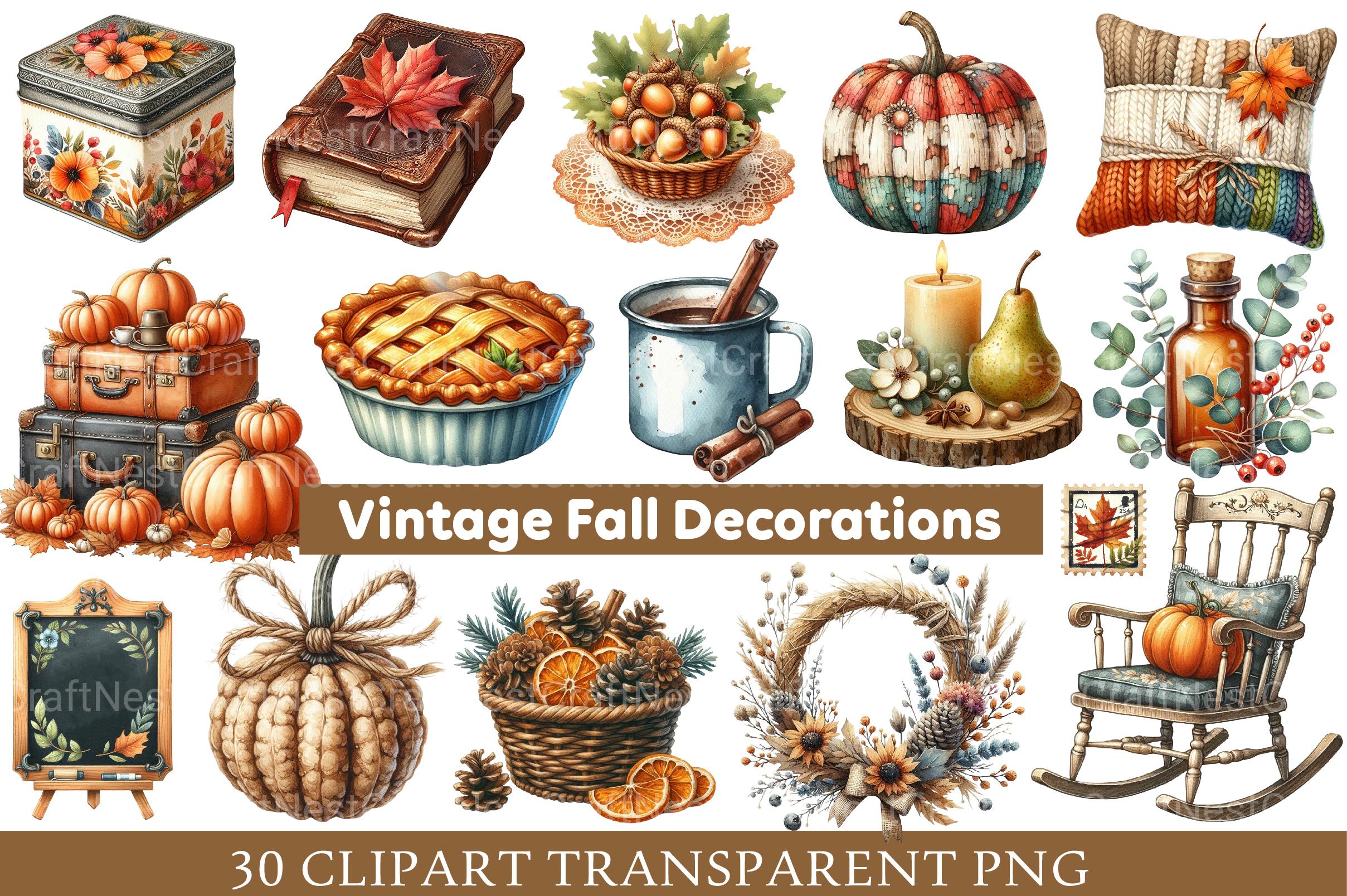 Vintage Fall Decorations Clipart
