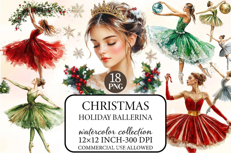 Christmas Ballerina Clipart Bundle - CraftNest - Digital Crafting and Art